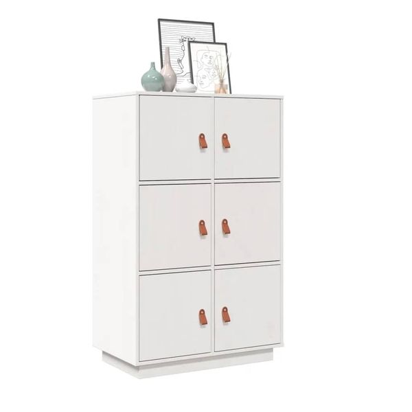 vidaXL Vysoká skrinka biela 67x40x108,5 cm masívna borovica