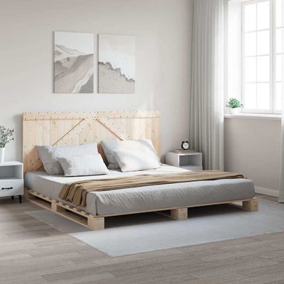 vidaXL Posteľný rám s čelom 200x200 cm masívna borovica