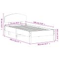 vidaXL Posteľ bez matraca 75x190 cm masívna borovica
