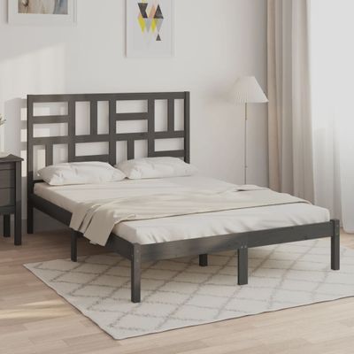 vidaXL Posteľný rám sivý masívne borovicový masív 140x190 cm