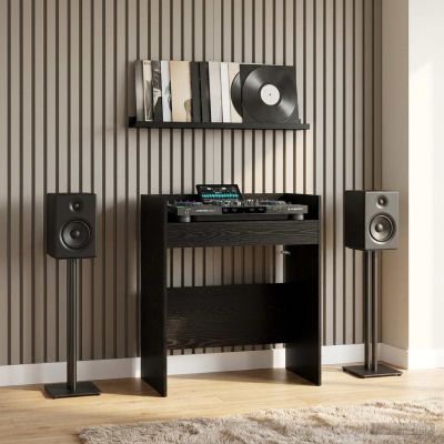 vidaXL DJ stôl Čierny dub 102 x 45 x 102 cm Kompozitné drevo