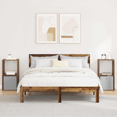 vidaXL Nočný stolík so zásuvkou 2 pcs Staré drevo 35 x 32 x 68,5 cm