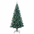vidaXL Umelý predsvietený vianočný stromček Zelená 240 cm PVC a kov