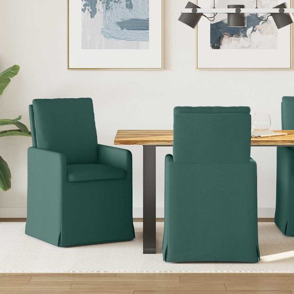 vidaXL Jedálenské stoličky 2 pcs Tmavozelená 57 x 67 x 98 cm látka