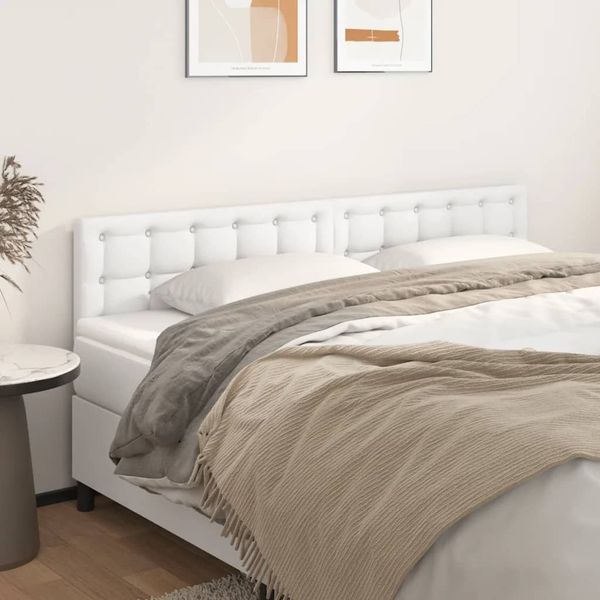 vidaXL Čelá postelí biele 200x5x78/88 cm umelá koža