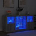 vidaXL Komoda s LED svetlami sivá sonoma 142,5x37x67 cm