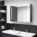 vidaXL LED kúpeľňová zrkadlová skrinka 89x14x62 cm sivá