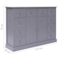 vidaXL Komoda s 10 zásuvkami sivá 113x30x79 cm drevená
