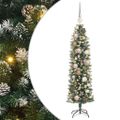 vidaXL Umelý chudý vianočný strom Zelená a biela 120 cm