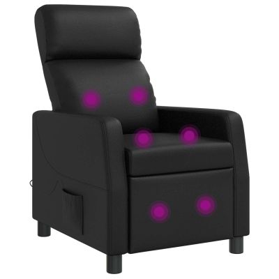 vidaXL Masážne relaxačné kreslo Čierna Umelá koža