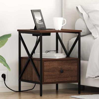 vidaXL Nočný stolík so zásuvkou 2 pcs Hnedý dub 41,5 x 40,5 x 55 cm