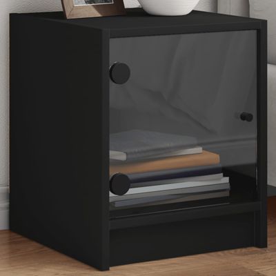 vidaXL Nočné skrinky so sklenenými dvierkami 2 ks čierne 35x37x42 cm