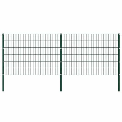 vidaXL Plotový panel so stĺpikmi, železný 349x120 cm, zelený