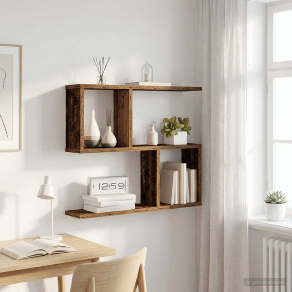 vidaXL Stenná polica Staré drevo 60 x 12 x 50,5 cm Kompozitné drevo
