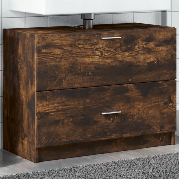 vidaXL Umývadlová skrinka dymový dub 78x37x59 cm kompozitné drevo