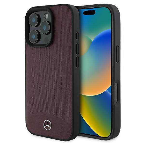 Puzdro Mercedes pre iPhone 16 Pro 6,3" MEHMP16L23RBARR Tvrdé puzdro Textúrovaná a hladká koža MagSafe červená
