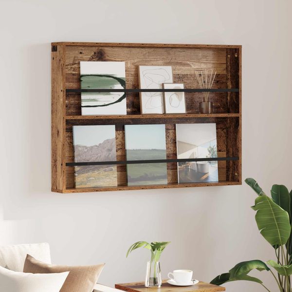 vidaXL Regál na časopisy Staré drevo 100 x 12 x 70 cm Kompozitné drevo