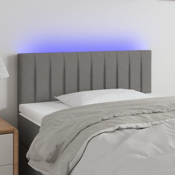 vidaXL Čelo postele s LED tmavosivé 80x5x78/88 cm látka