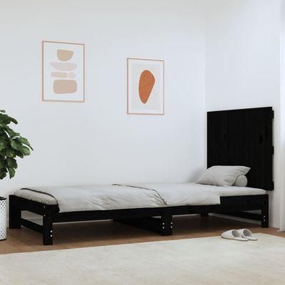 vidaXL Nástenné čelo postele čierne 82,5x3x60 cm masívna borovica