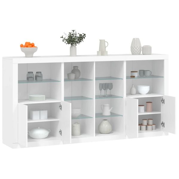 vidaXL Komoda s LED svetlami biela 202x37x100 cm