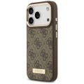Puzdro Guess 4G Logo Plate MagSafe pre iPhone 17 Pro hnedá