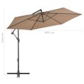 vidaXL Závesný záhradný slnečník, hliníková tyč 300 cm, sivohnedý