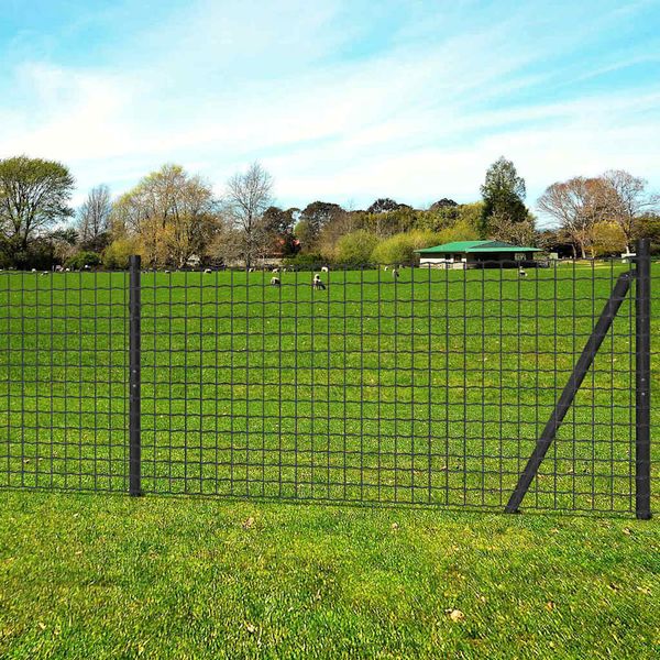 vidaXL Euro plot, oceľ 25x1 m, sivý
