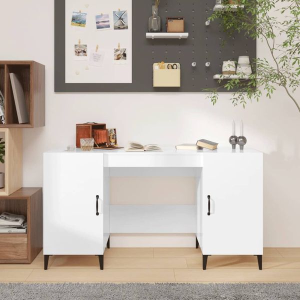 vidaXL Stôl lesklý biely 140x50x75 cm spracované drevo