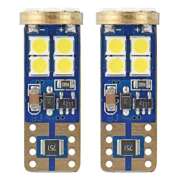 LED CANBUS 12SMD 2835 T10e (W5W) White 12V / 24V AMiO-01636