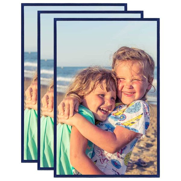 vidaXL Fotorámiky na stenu alebo stôl 3 ks modré 28x35 cm MDF