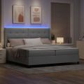 vidaXL LED box s pružinami Svetlosivá 200 x 200 cm látka