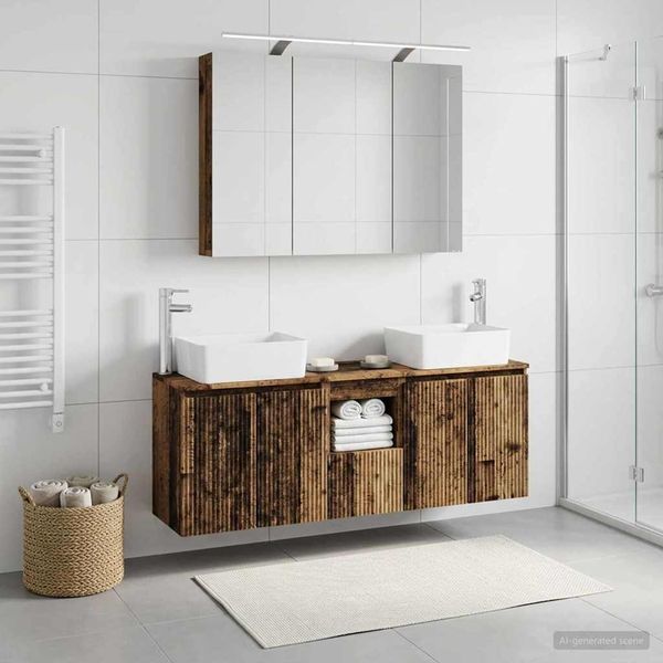 vidaXL Set kabinetov do kúpeľne 4 pcs Staré drevo Kompozitné drevo
