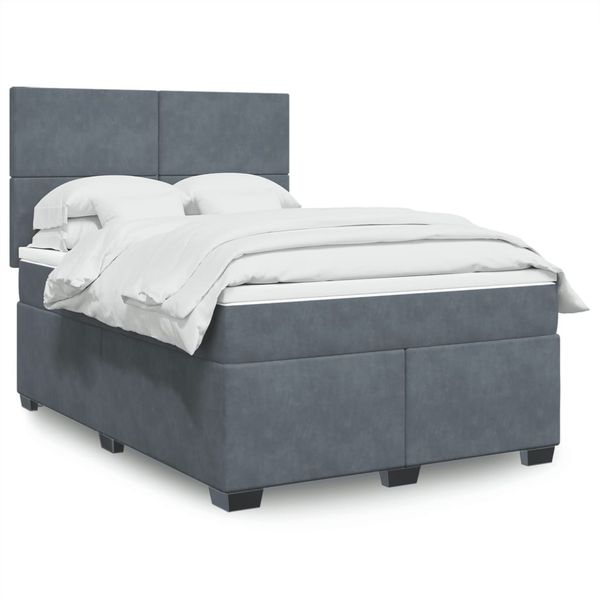 vidaXL Posteľný rám boxspring s matracom tmavosivý 160x200 cm zamat