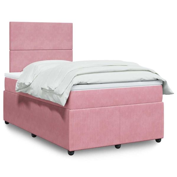 vidaXL Boxspring posteľ s matracom, ružová 120x190 cm, zamat