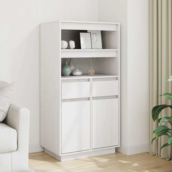 vidaXL Vysoká skrinka biela 60x40x116,5 cm masívna borovica