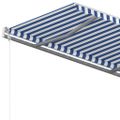 vidaXL Ručne zaťahovacia markíza so stĺpikmi 4,5x3,5 m modro-biela