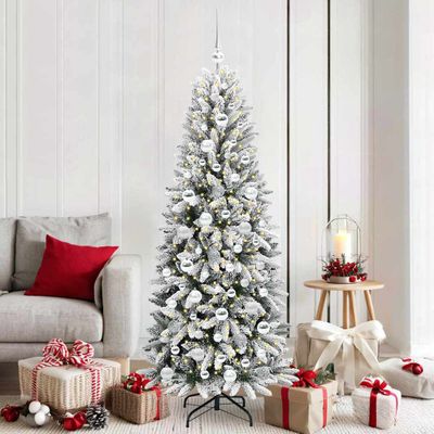 vidaXL Umelý vianočný stromček Biela 180 cm PVC a plast a oceľ a PE
