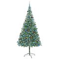 vidaXL Umelý vianočný stromček s 300 LED-i Zelená 210 cm PVC a oceľ