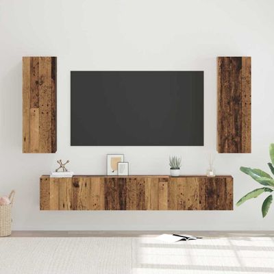 vidaXL Zostava TV skriniek Nástenný 5 pcs Staré drevo Kompozitné drevo