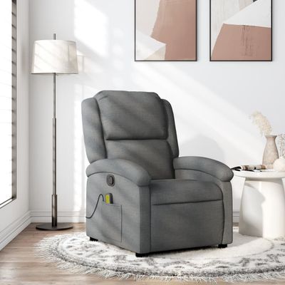 vidaXL Masážne kreslo s polohovacím mechanizmom, tmavosivá látka
