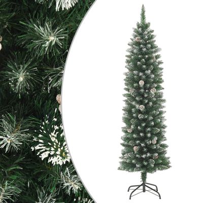 vidaXL Umelý úzky vianočný stromček s podstavcom 210 cm PVC