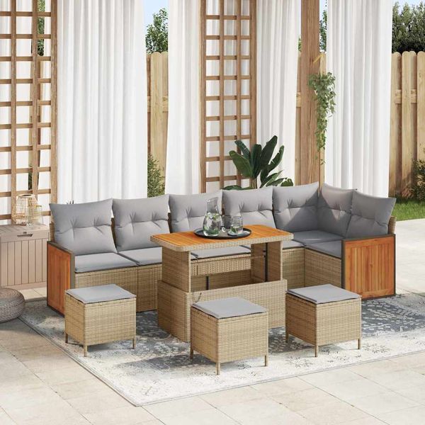 vidaXL Súprava záhradných pohoviek 12 pcs Beige a svetlo šedá