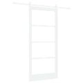 vidaXL Posuvné dvere 93 x 202 cm Masívne borovicové drevo a sklo Biela