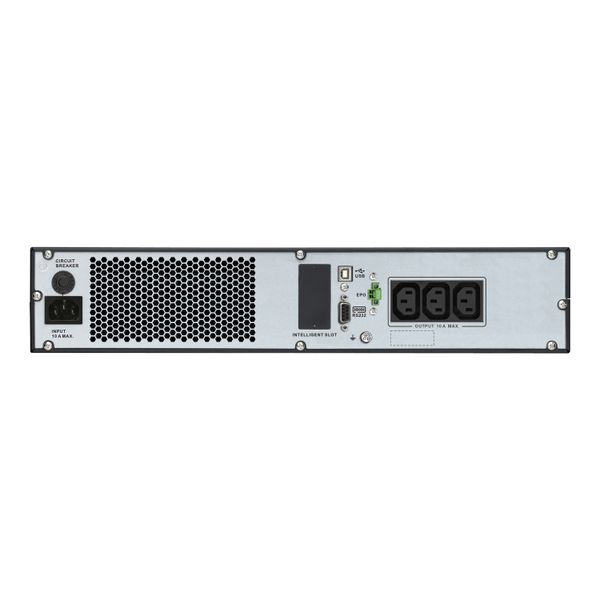 APC Easy UPS On-Line SRV RM 1000VA 900W 230V with Rail Kit UPS, 1000 VA/900 W, on-line, rackmount 2U, 230 V, LCD displej, 3× IEC C13, intelligent slot, rail kit, cerný
