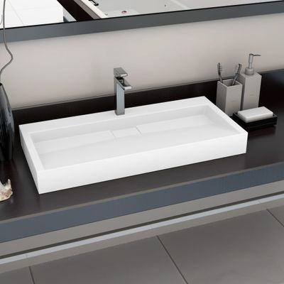 vidaXL Umývadlo z minerálneho/mramoroveho odliatku 100x46x11 cm biele