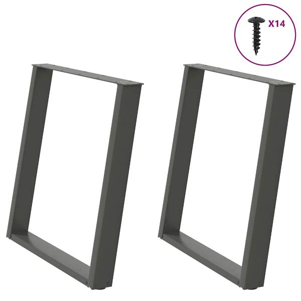 vidaXL Nohy k jedálenskému stolu v tvare U, 2 ks, antracitové, 80 x (72-73) cm, oceľ