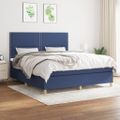 vidaXL Posteľný rám boxspring s matracom modrý 160x200 cm látka