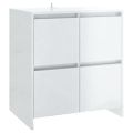 vidaXL Komody 2 ks lesklé biele 70x41x75 cm drevotrieska