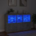 vidaXL Komoda s LED svetlami betónovo-sivá 162x37x100 cm