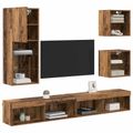 vidaXL TV nástenné jednotky s LED 5 ks Staré drevo 100 x 30 x 30 cm